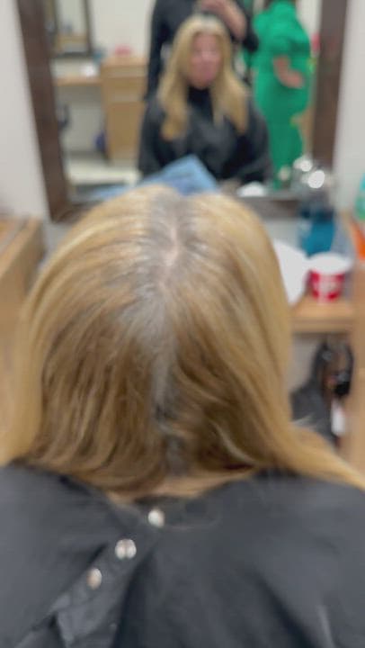 Grey regrowth at the roots, before color
